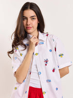 Load image into Gallery viewer, White Bowling Shirt - Cropped Fit
