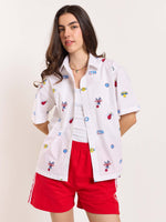 Load image into Gallery viewer, White Bowling Shirt - Cropped Fit
