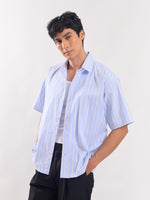 Load image into Gallery viewer, Blue Striped Cropped Shirt
