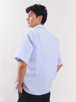 Load image into Gallery viewer, Blue Striped Cropped Shirt
