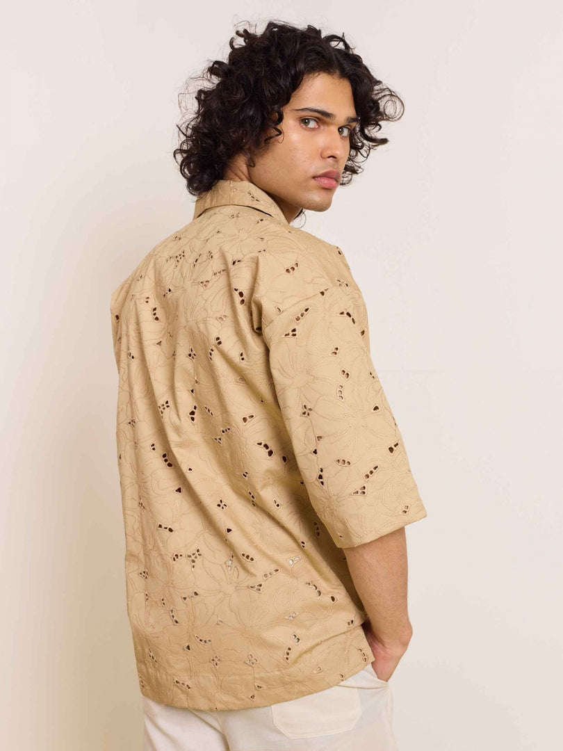 Dark Beige Cutwork Pullover