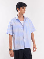 Load image into Gallery viewer, Blue Striped Cropped Shirt
