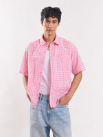 Load image into Gallery viewer, Pink Checked Cropped Shirt
