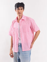 Load image into Gallery viewer, Pink Checked Cropped Shirt
