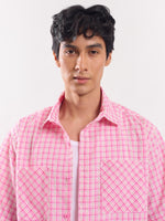 Load image into Gallery viewer, Pink Checked Cropped Shirt
