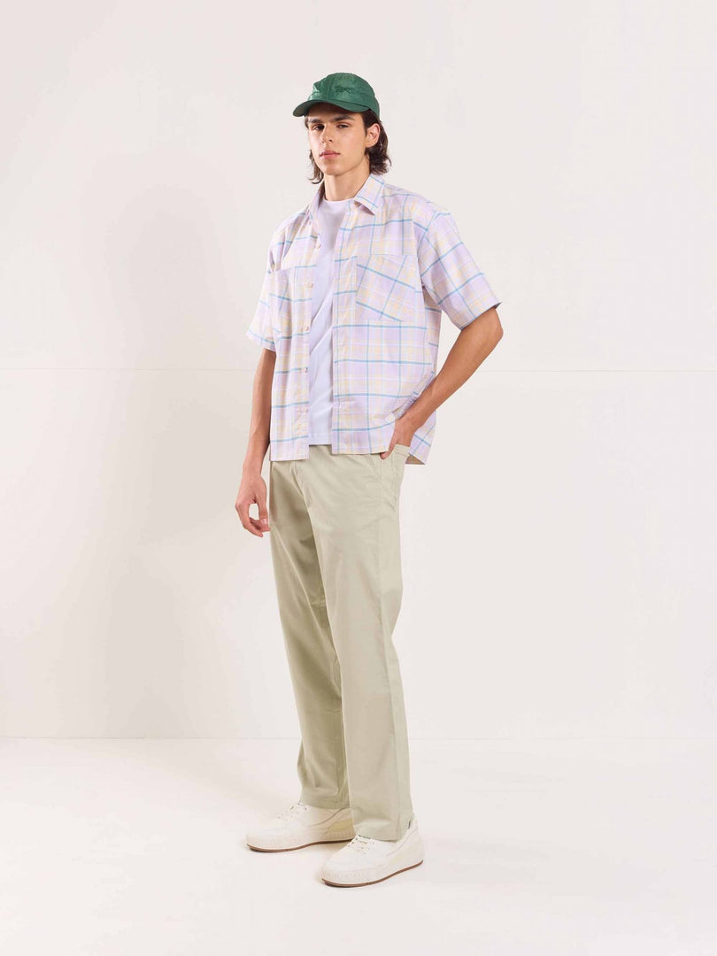 Greige Loose Fit Twill Trousers