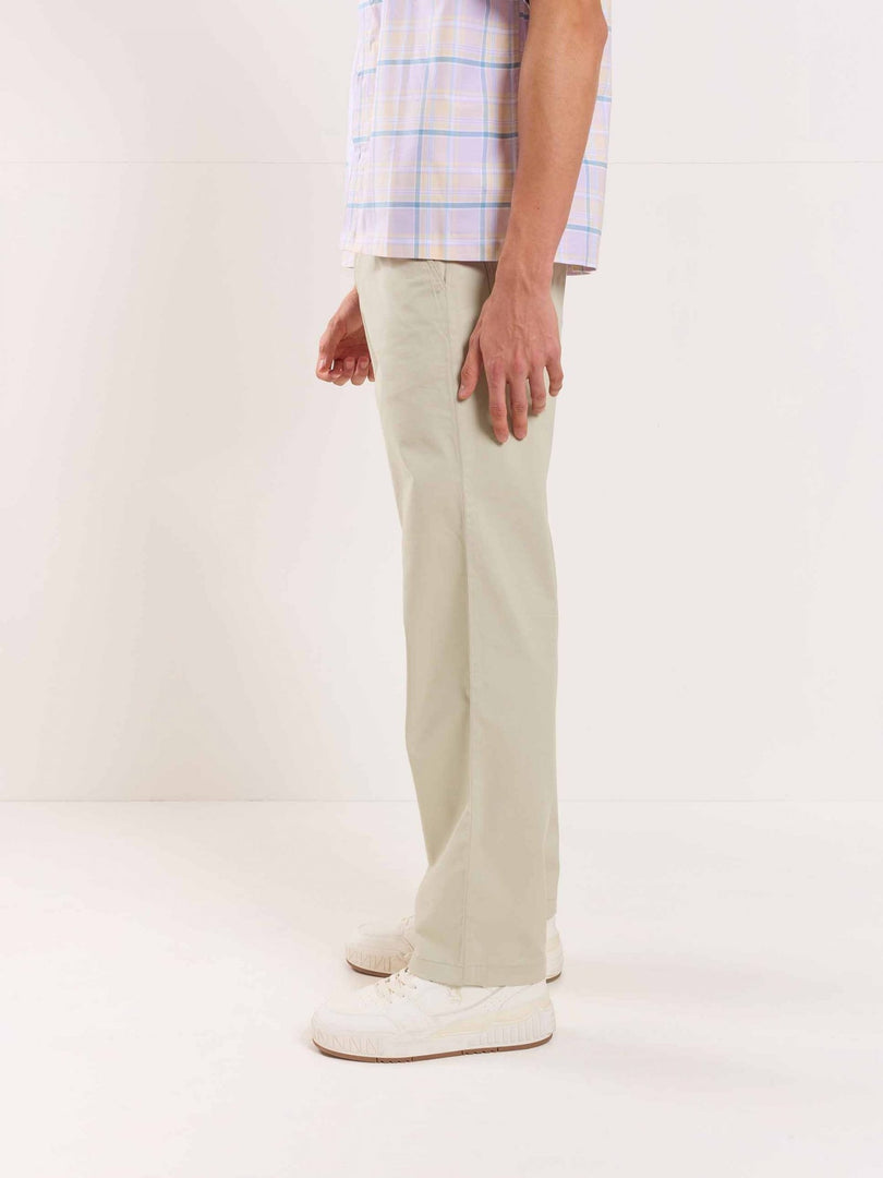 Greige Loose Fit Twill Trousers