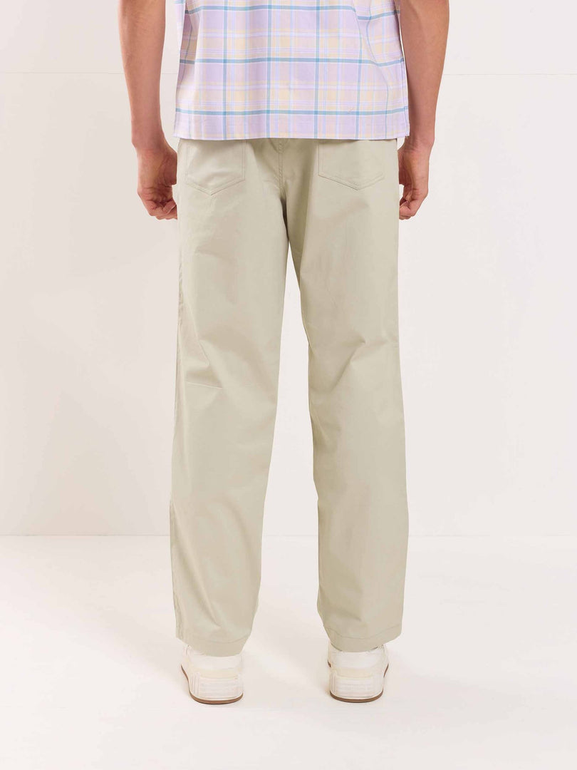 Greige Loose Fit Twill Trousers