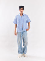 Load image into Gallery viewer, Blue Checked Cropped Shirt
