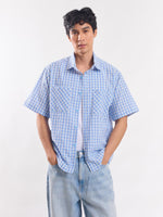 Load image into Gallery viewer, Blue Checked Cropped Shirt
