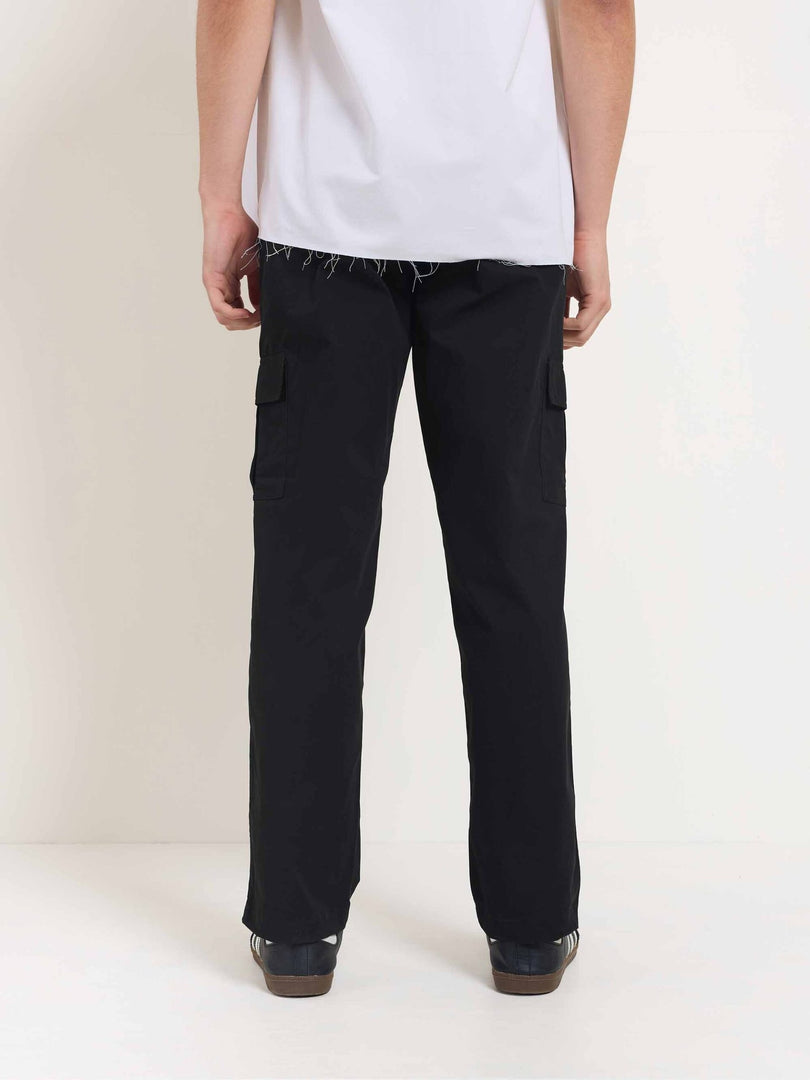 Black Loose Fit Twill Cargo Trousers