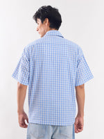 Load image into Gallery viewer, Blue Checked Cropped Shirt
