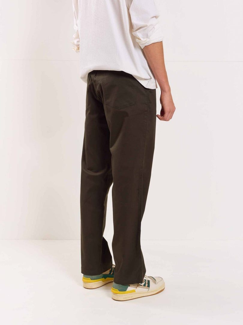 Olive Loose Fit Twill Trousers