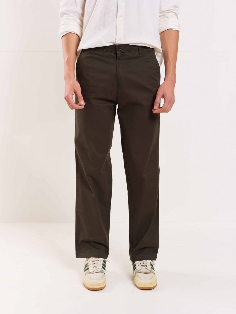 Olive Loose Fit Twill Trousers