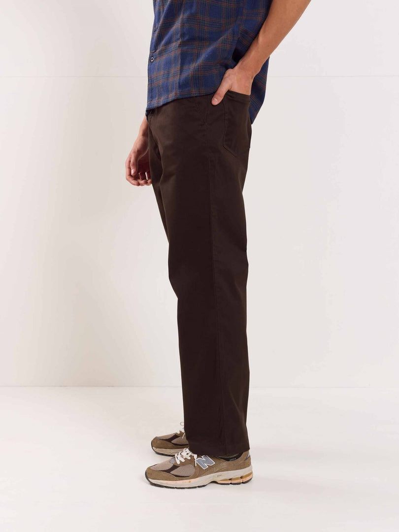 Dark Brown Loose Fit Twill Trousers