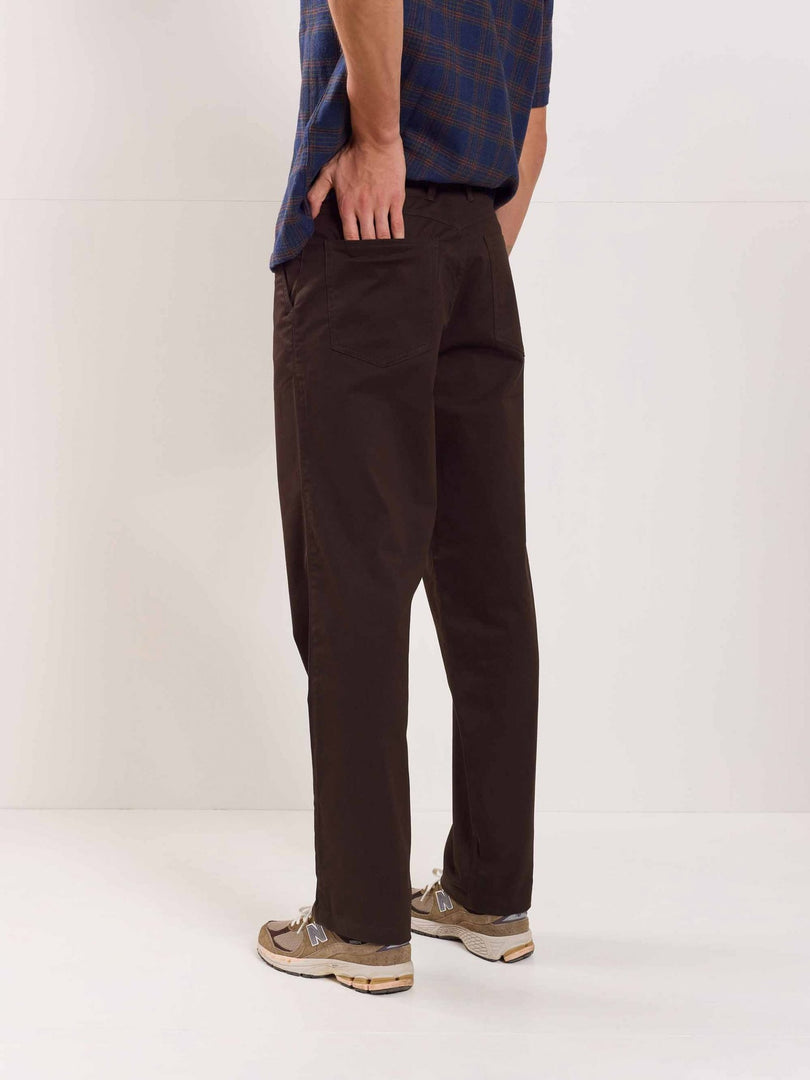 Dark Brown Loose Fit Twill Trousers