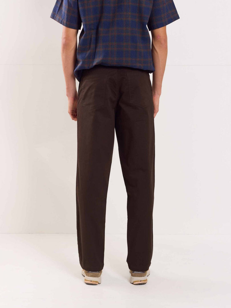 Dark Brown Loose Fit Twill Trousers