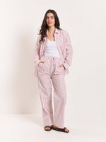 Load image into Gallery viewer, Pink Poplin Striped Pull-on Pants
