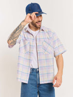 Load image into Gallery viewer, Lavender Checked Cropped Shirt
