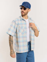 Load image into Gallery viewer, Blue Checked Cropped Shirt
