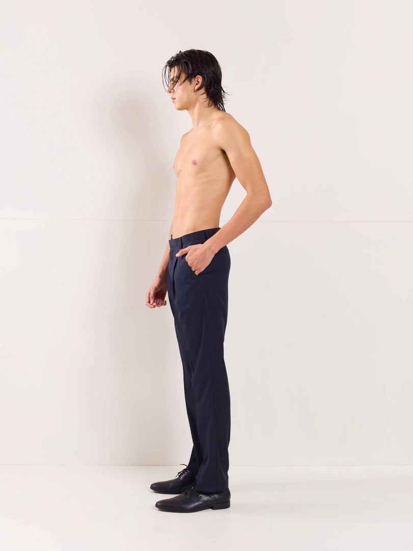 Blue Straight Fit Trousers