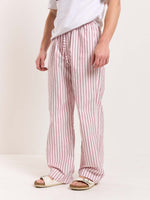 Load image into Gallery viewer, Pink Poplin Striped Pull-on Pants
