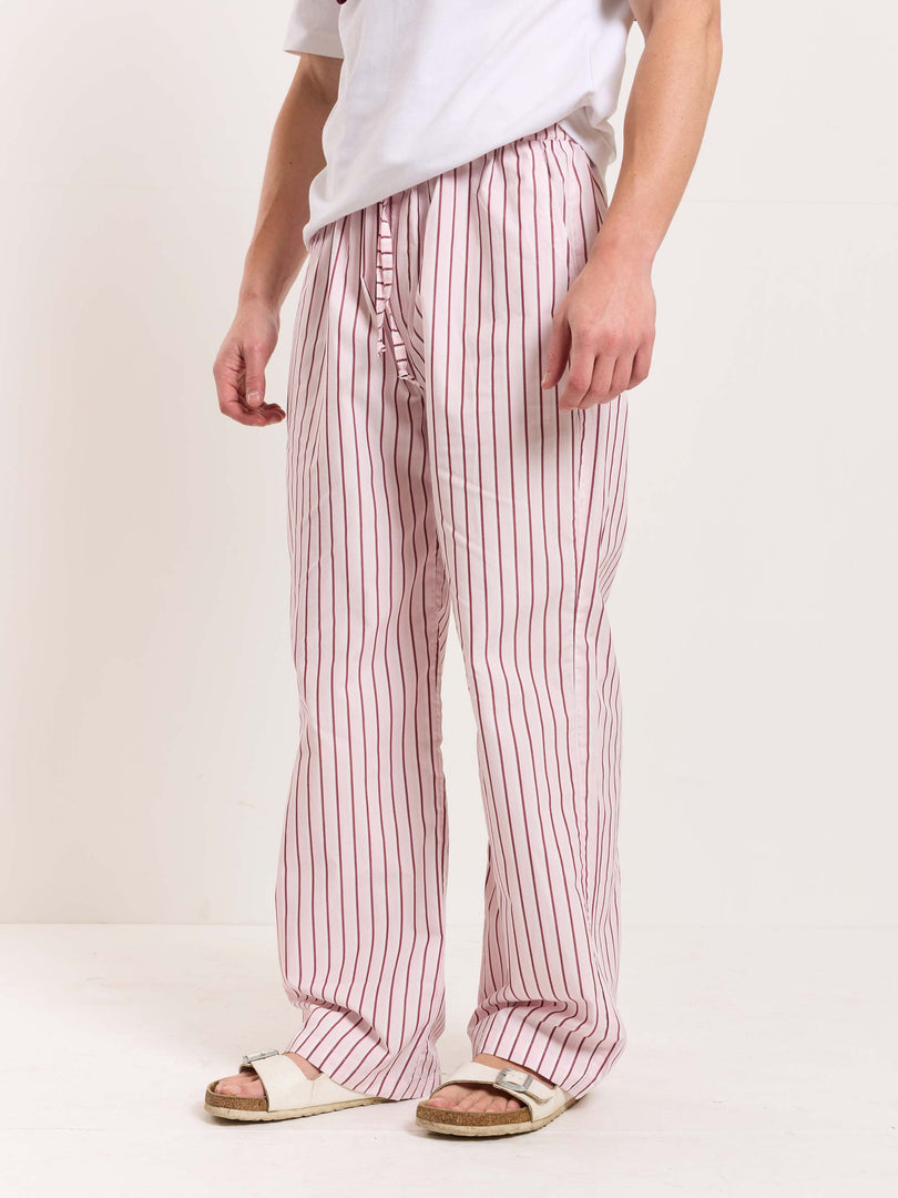 Pink Poplin Striped Pull-on Pants