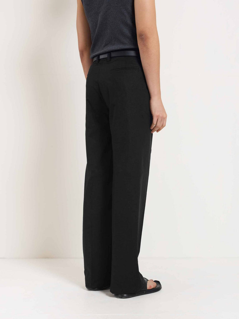 Black Linen Baggy Fit Trousers