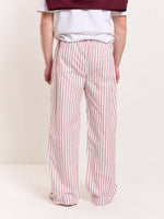 Load image into Gallery viewer, Pink Poplin Striped Pull-on Pants
