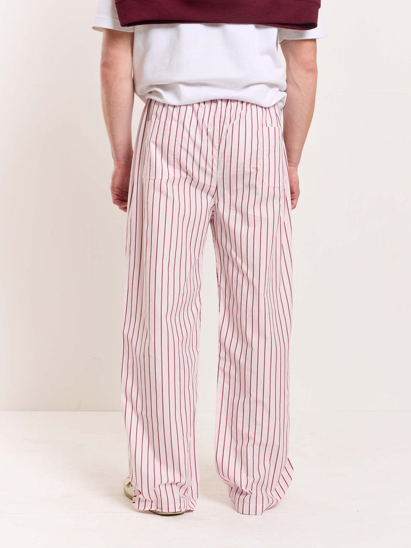 Pink Poplin Striped Pull-on Pants