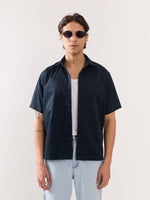 Load image into Gallery viewer, Dark Blue Twill Cropped Shirt
