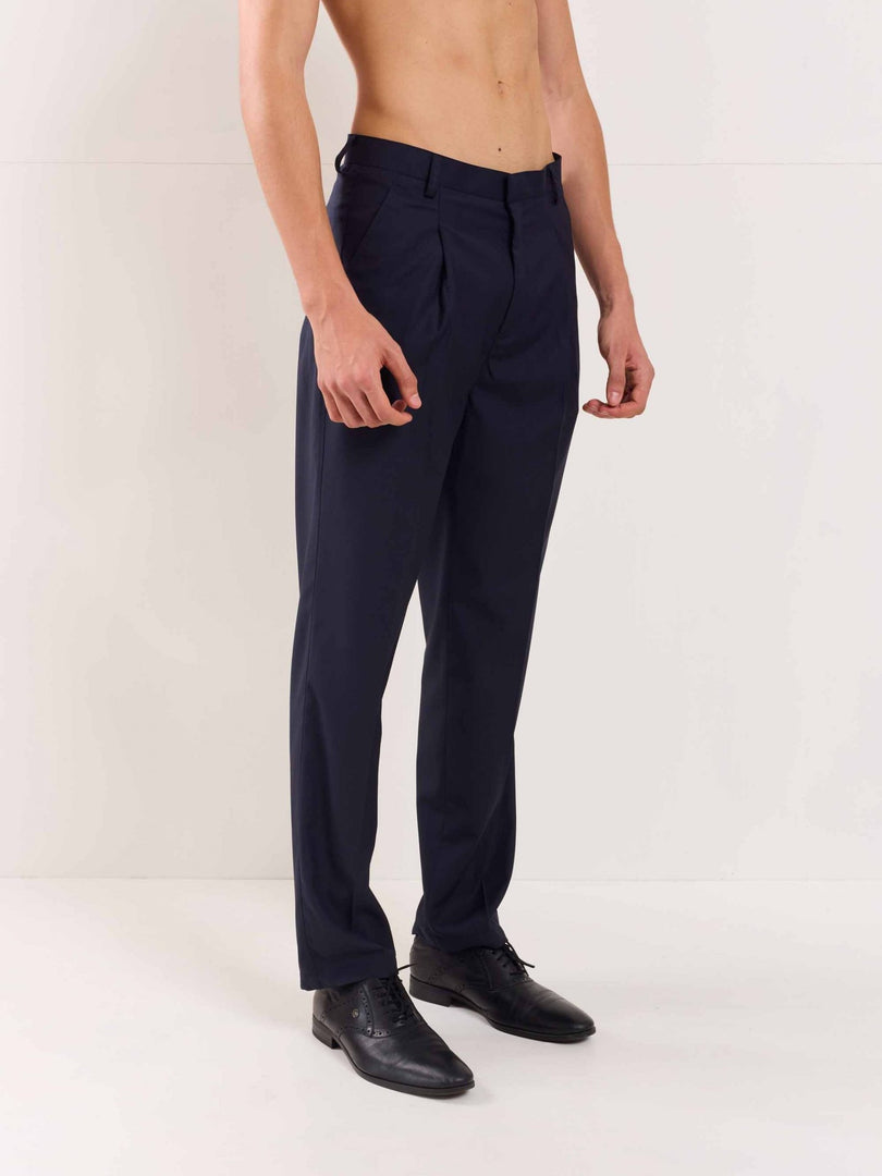 Blue Straight Fit Trousers