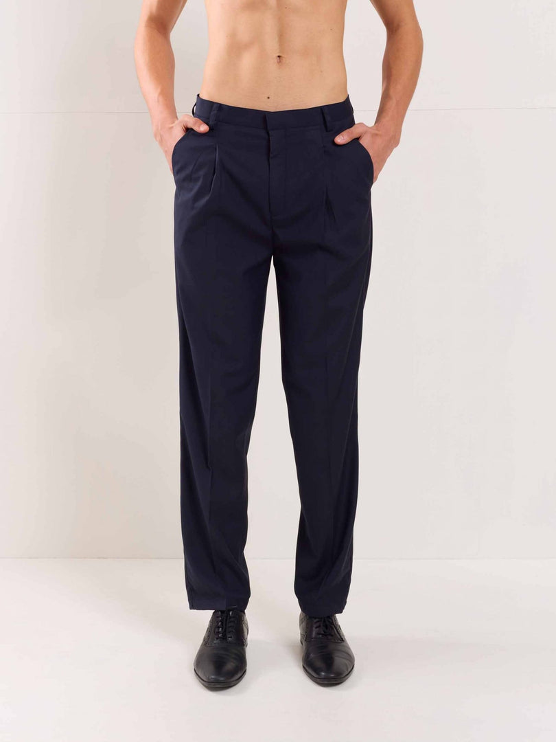 Blue Straight Fit Trousers