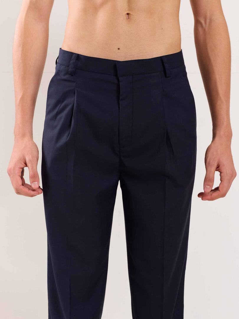 Blue Straight Fit Trousers