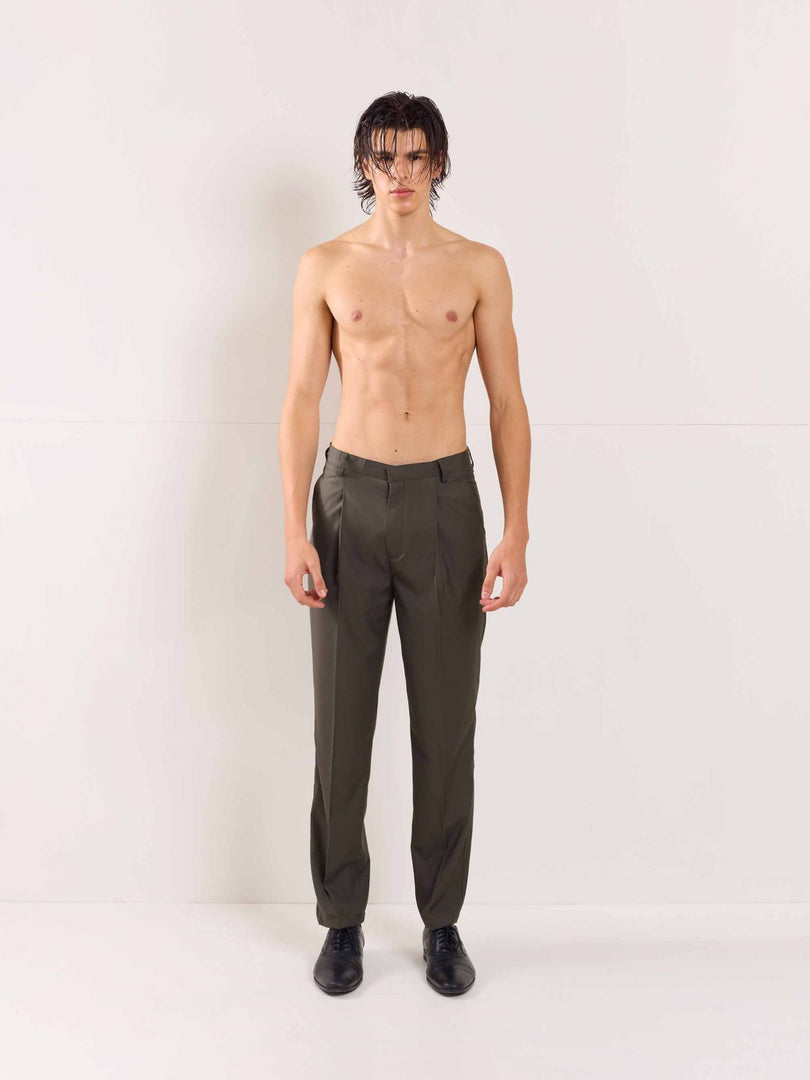 Dark Taupe Straight Fit Trousers