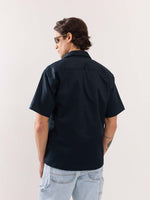 Load image into Gallery viewer, Dark Blue Twill Cropped Shirt
