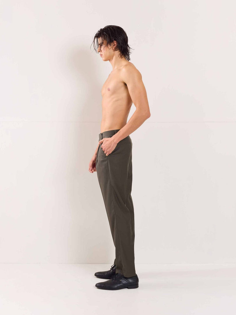 Dark Taupe Straight Fit Trousers