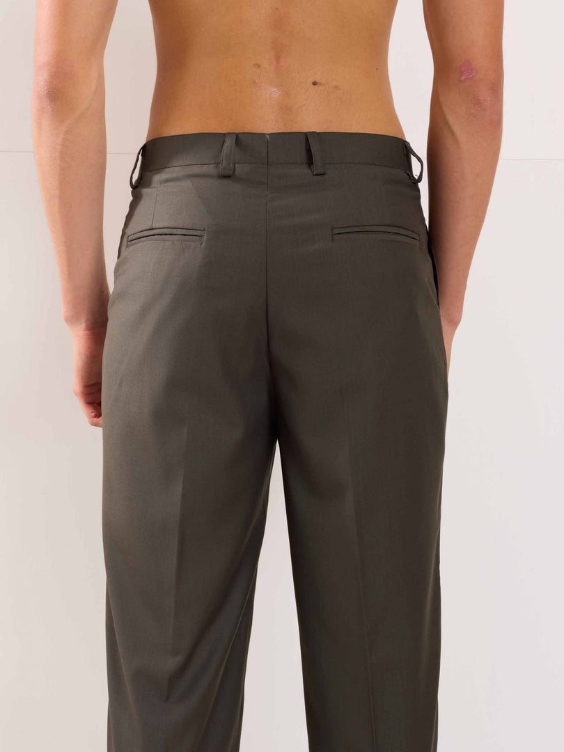 Dark Taupe Straight Fit Trousers