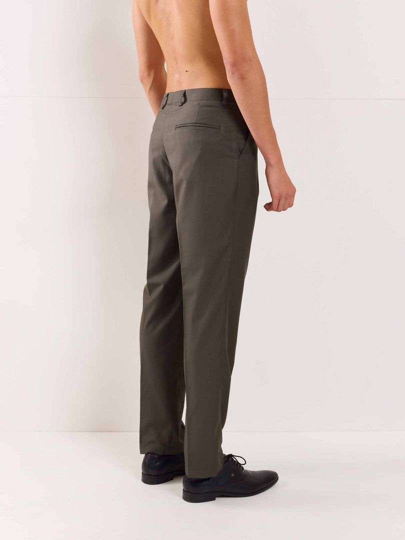 Dark Taupe Straight Fit Trousers