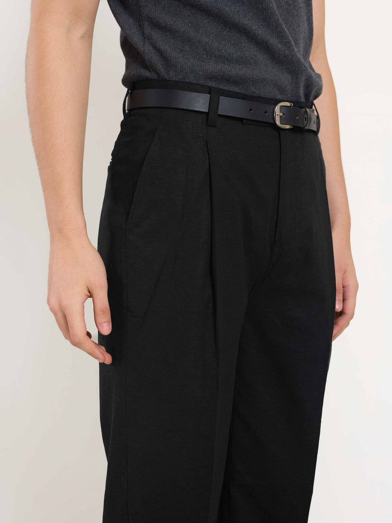 Black Linen Baggy Fit Trousers