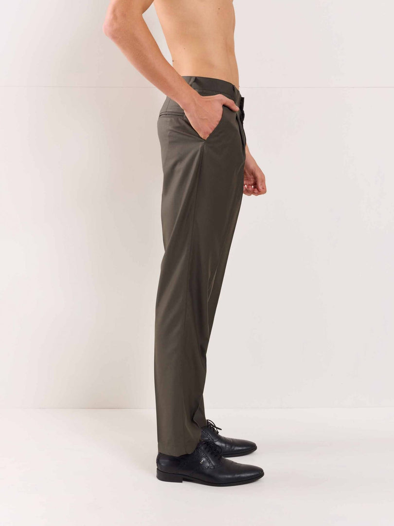 Dark Taupe Straight Fit Trousers