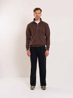 Load image into Gallery viewer, Dark Brown Quarter-Zip Sweatshirt
