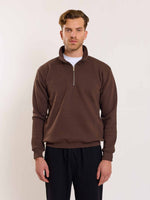 Load image into Gallery viewer, Dark Brown Quarter-Zip Sweatshirt
