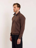 Load image into Gallery viewer, Dark Brown Quarter-Zip Sweatshirt
