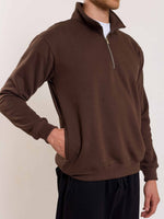 Load image into Gallery viewer, Dark Brown Quarter-Zip Sweatshirt
