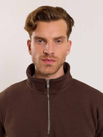 Load image into Gallery viewer, Dark Brown Quarter-Zip Sweatshirt
