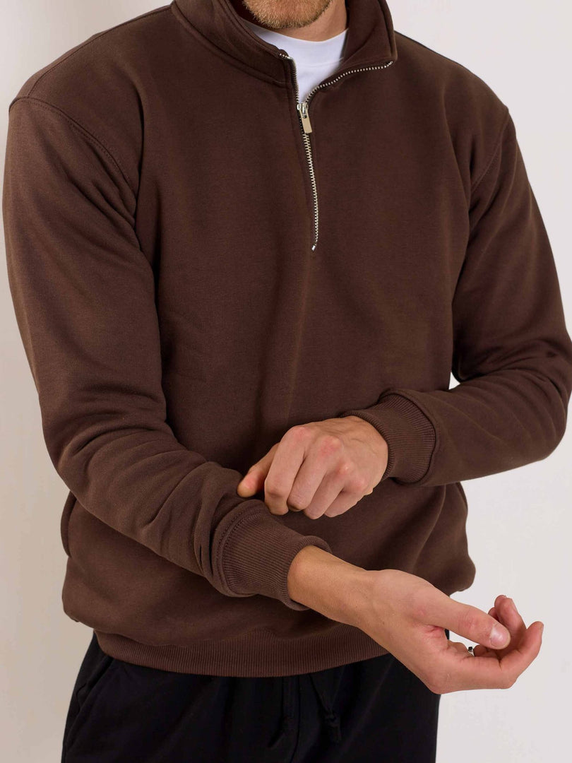 Dark Brown Quarter-Zip Sweatshirt