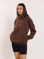 Load image into Gallery viewer, Dark Brown Quarter-Zip Sweatshirt
