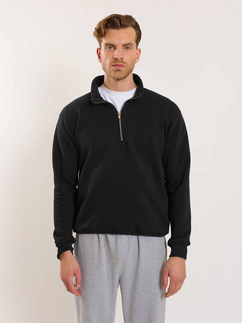 Black Quarter-Zip Sweatshirt