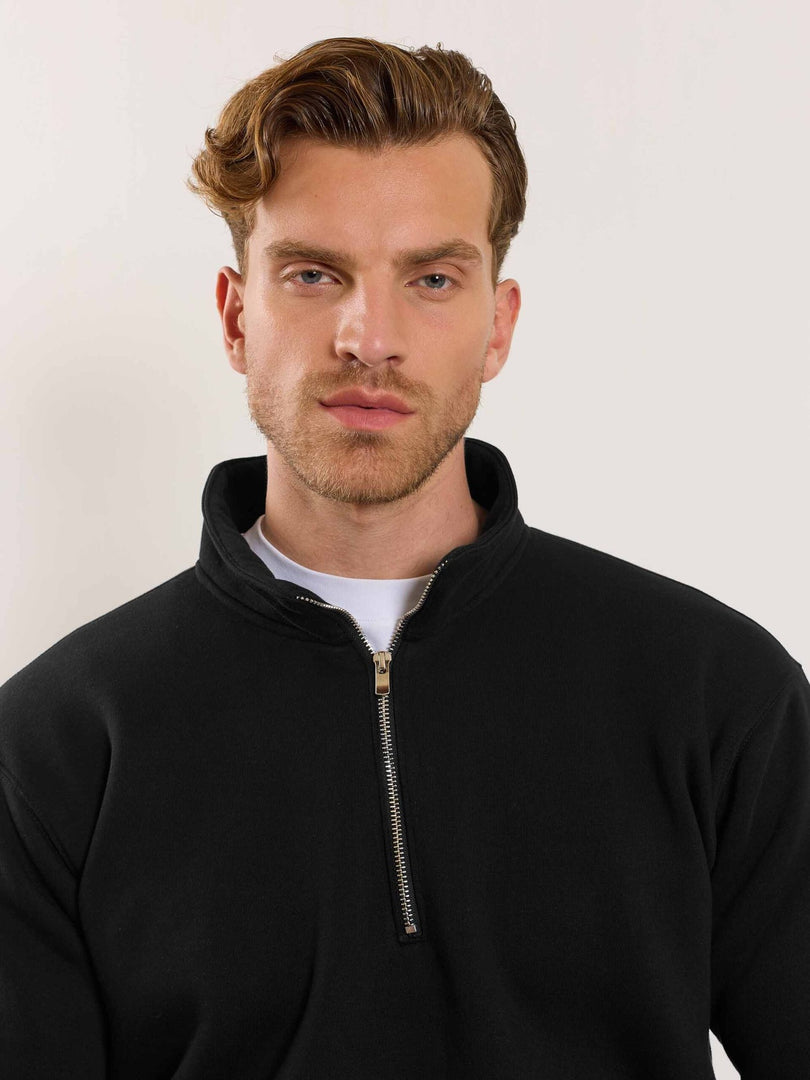 Black Quarter-Zip Sweatshirt